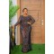 Transparent Sleeve Stone Embroidered Luxury Long Dress SW-407